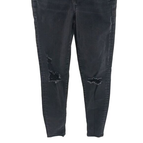 American Eagle Jeans Womens Size 4 Black Distressed High Rise Jegging Stretch - Picture 4 of 7